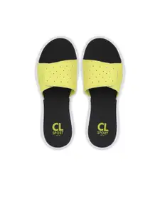 Carlton London sports Women Lime Green & Black Sliders