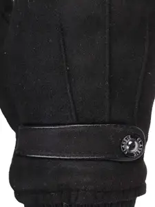 FabSeasons Women Black Suede Winter Gloves