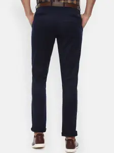 Van Heusen Sport Men Navy Blue Textured Slim Fit Trousers