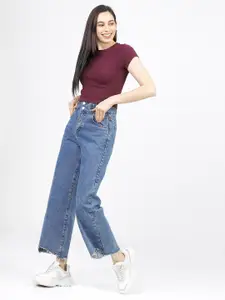 Tokyo Talkies Women Maroon T-shirt