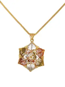 ANIKAS CREATION Gold-Plated Enamelled Lightweight Star Shaped Pendant With Chain
