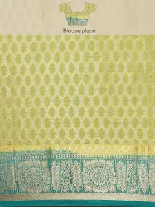 MIMOSA Yellow & Teal Blue Art Silk Woven Design Kanjeevaram Saree