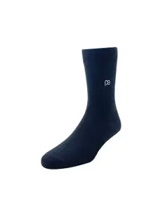 Peter England Men Pack Of 3 Black Striped Calf-Length Socks