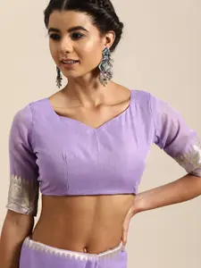 Saree mall Purple & Gold-Toned Floral Silk Blend Banarasi Sarees