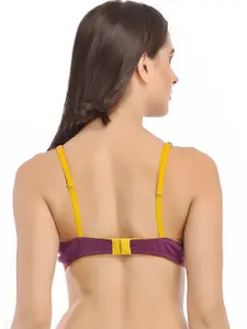 Clovia Cotton Non-Wired Non-Padded Everyday Bra In Purple With Demi Cups