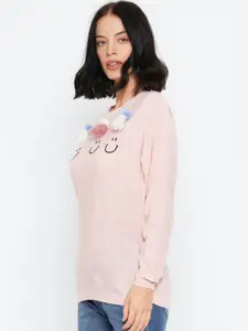 FOREVER 21 Women Pink Printed Pullover Sweater