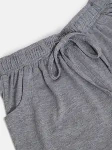 Sweet Dreams Girls Coral Orange & Grey Melange Heart Sequinned Night suit