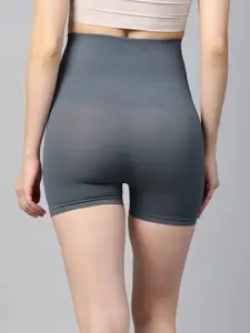 Inddus Women Grey Solid High Compressed Seamless Tummy Thigh Shapewear