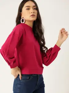 DressBerry Women Red Solid Sweatshirt