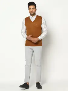 Blackberrys Men Mustard Solid Slim Fit Sweater