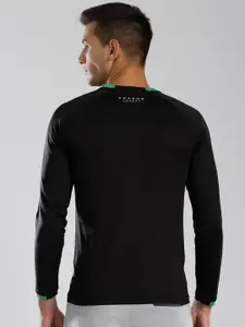 HRX by Hrithik Roshan Men Black Raglan Sleeved Active T-shirt