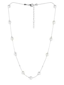 AQUASTREET Silver-Plated & White Pearl Minimal Necklace