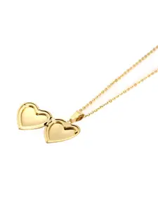 Yellow Chimes Gold-Plated Openable Heart Frame Pendant with Chain