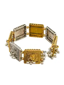 Silvermerc Designs Silver-Plated & Gold-Toned Oxidised Cuff Bracelet