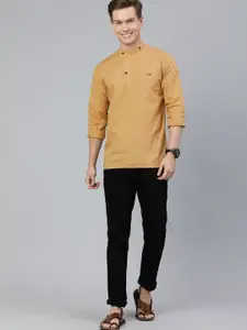 The Indian Garage Co Men Khaki Solid Short Kurta