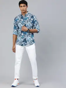 The Indian Garage Co Men Blue Slim Fit Printed Casual Shirt