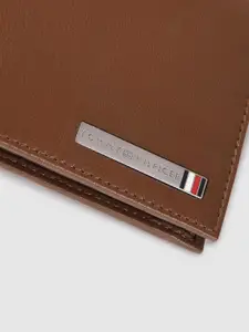 Tommy Hilfiger Men Tan Brown Solid Leather Two Fold Wallet