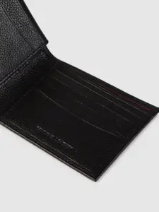 Tommy Hilfiger Men Black Solid Leather Two Fold Wallet