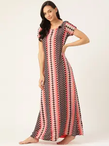 Sweet Dreams Brown & Pink Tribal Print Maxi Nightdress