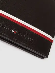 Tommy Hilfiger Men Brown Solid Applique Leather Two Fold Wallet