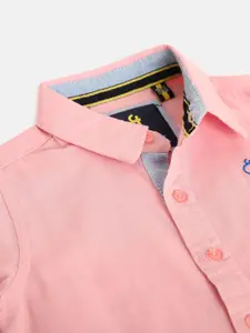 Gini and Jony Boys Peach-Coloured Cotton Solid Casual Shirt