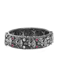 Rubans Silver-Plated Oxidised Handcrafted Bangle-Style Bracelet