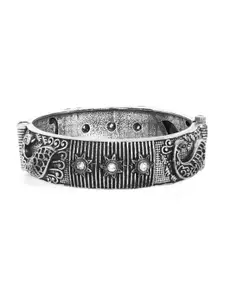 Rubans Silver-Toned Oxidised Handcrafted Bangle-Style Bracelet