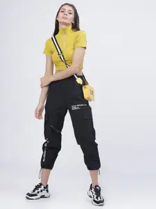 Tokyo Talkies Women Mustard Yellow Solid High Neck T-shirt