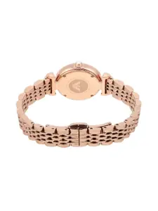 Emporio Armani Gianni T-Bar Women White Dial & Rose Gold-Plated Analogue Watch AR11316