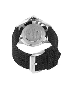 Emporio Armani Men Black Dial & Black Textured Straps Analogue Watch AR11341