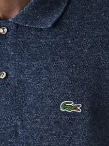 Lacoste Men Navy Blue Pure Cotton Solid Polo Collar T-shirt