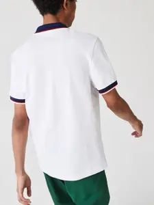 Lacoste Men White Solid Polo Collar T-shirt