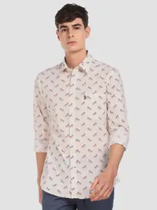 U.S. Polo Assn. Men Beige & Red Regular Fit Printed Casual Shirt