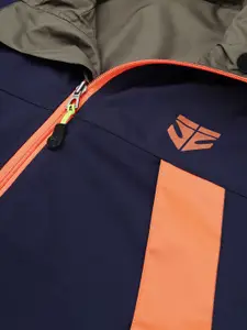 Sports52 wear Men Navy Blue & Olive Green Solid Reversible Rain Jacket