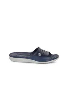 Bata Men Blue Self Design Sliders