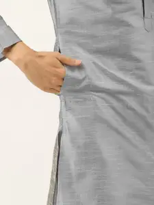 SOJANYA Men Blue Kurta with Churidar & Nehru Jacket