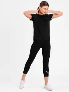Puma Women Black RUN FAVORITE HEATHER SS TEE W