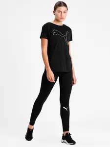 Puma Women Black & White Favourite Cat Jersey Training Relaxed T-Shirt