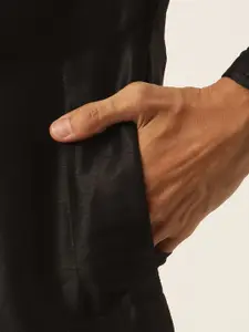 Sojanya Men Yellow & Black Solid Kurta Pyjama & Printed Sherwani Set