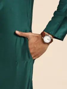 Anouk Men Teal Green Yoke Design Regular Kurta with Churidar