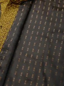 SOJANYA Men Grey & Beige Jacquard Silk Kurta with Churidar & Nehru Jacket