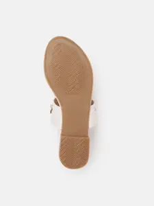 DressBerry Women White & Gold-Toned Linked Embellished One Toe Flats