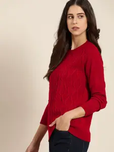 all about you Women Red Cable Knit Pullover