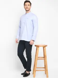 hangup trend Men Blue Solid Short Kurta