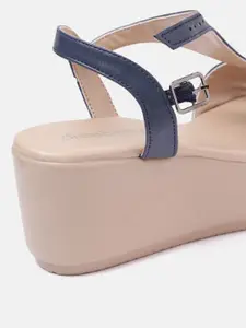 DressBerry Women Navy Blue Solid Wedge Heels