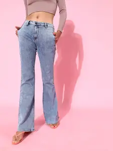 Moda Rapido Women Stunning Blue Mid-Rise Flared Stretchable Jeans