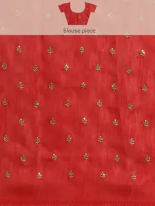 Anouk Pink & Golden Embroidered Organza Saree