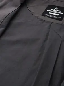 WROGN Men Charcoal Grey Solid Bomber Jacket