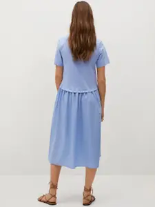 MANGO Women Blue Sustainable Organic Cotton Shift Dress