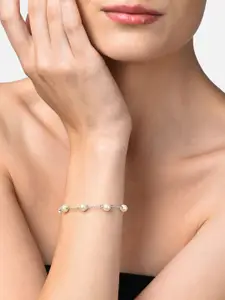 Zaveri Pearls White Silver-Plated Pearls Wraparound Bracelet